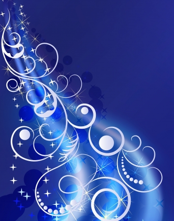 Blue winter ornament with blue copy space background のイラスト素材