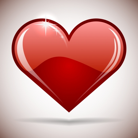Glossy red heart icon illustration のイラスト素材