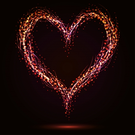 Sparkling heart shape on dark background のイラスト素材