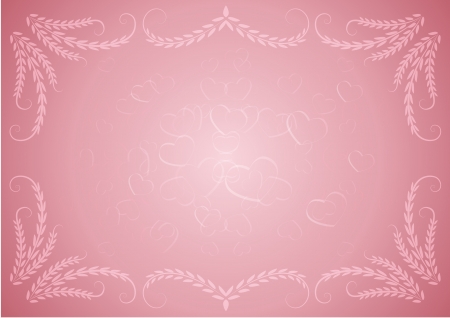 Pink Valentine background with floral frame のイラスト素材