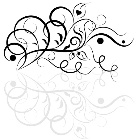 Black and white floral design element のイラスト素材