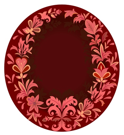 Beautiful vertical oval purple floral frame.のイラスト素材
