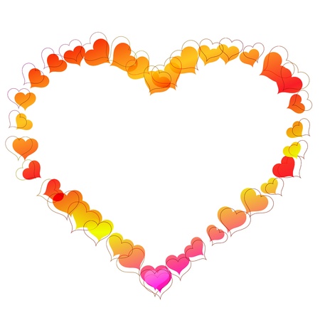 Heart shaped frame made of small heart shapes のイラスト素材