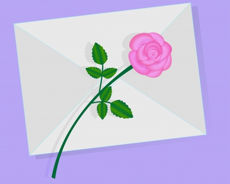 Love  letter with pink rose over it のイラスト素材