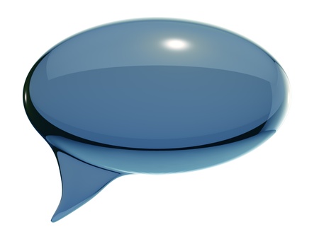 Glass speech bubble isolated on white background の写真素材