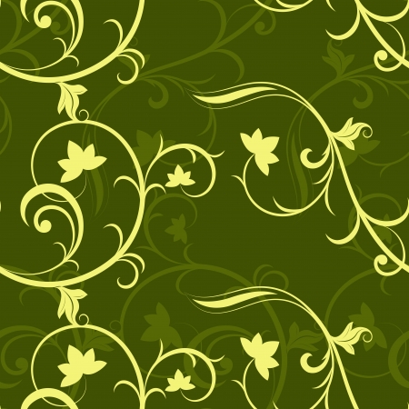 Dark green seamless floral vector pattern  のイラスト素材