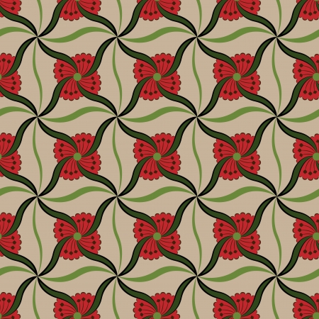 Symmetrical red flower buds vector pattern  のイラスト素材