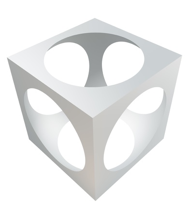 3D design element â cube with cutout sphere  の写真素材