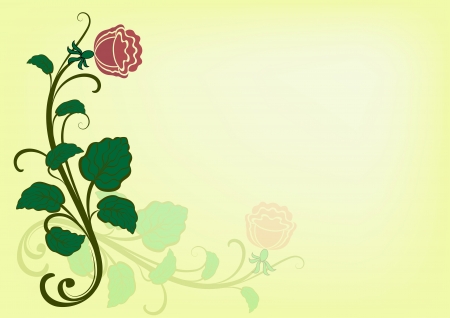 card with rose corner ornament and yellow background. のイラスト素材