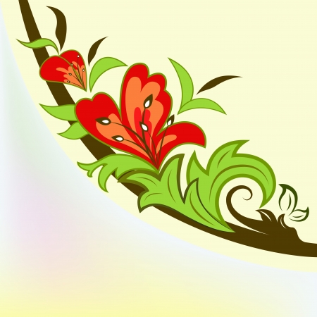 Colorful floral design element isolated on yellow background.のイラスト素材