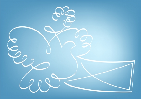 Abstract pigeon carrying letter  illustration. のイラスト素材
