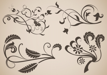 Vintage floral design elements  illustration.のイラスト素材