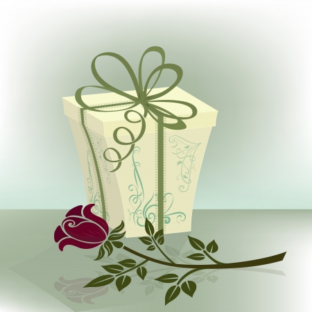 Present box with purple rose  illustration  のイラスト素材
