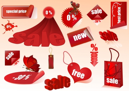 Sat of red sale design elements isolated のイラスト素材