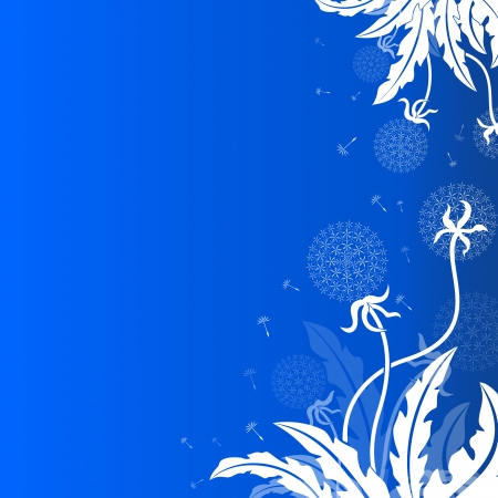 Abstract dandelion background with blue copy space  のイラスト素材
