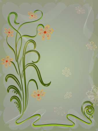 Dark green flower card with copy space のイラスト素材