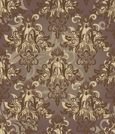 Seamless brown retro floral pattern のイラスト素材