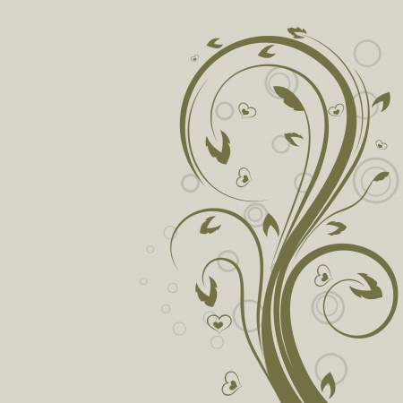 Green swirly floral design element with copy space のイラスト素材