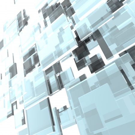 3D layered glass squares abstract background の写真素材