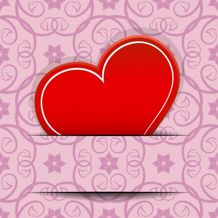 Red heart inserted in paper cut card with copy space  のイラスト素材