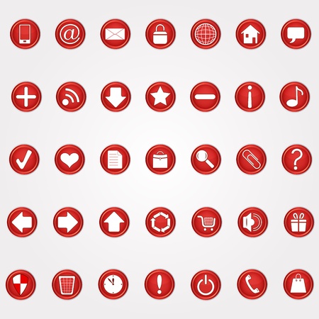 Round red button set isolated on white background のイラスト素材
