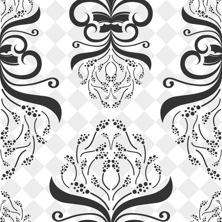 Seamless decorative black and white flower pattern のイラスト素材