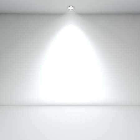 Illuminated empty white interior with spot light の写真素材