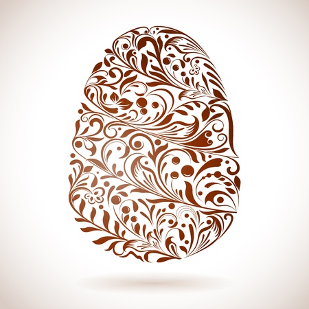Abstract Easter egg floral vector  ornament isolated on white background.のイラスト素材