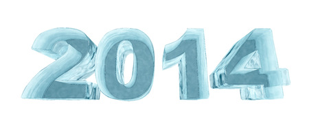 New 2014 year ice figures isolated on white background の写真素材