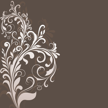 Floral vintage brown vector background with copy space.のイラスト素材