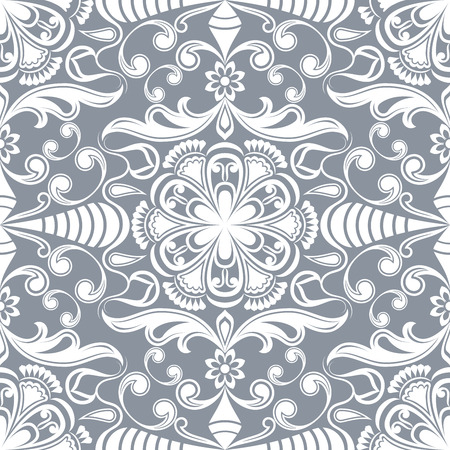 Seamless grey vintage floral vector wallpaper pattern のイラスト素材