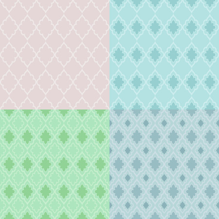 Set of 4 seamless geometric vector patterns のイラスト素材