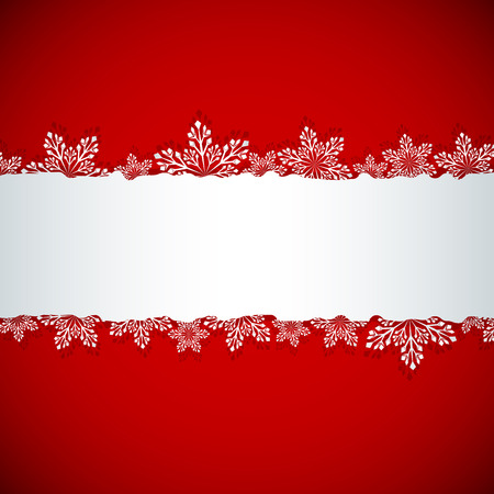 Christmas banner with white copy space with cut snowflake shapes vector template のイラスト素材