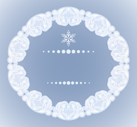 Christmas blue and white ornate frame with copy space vector template  のイラスト素材