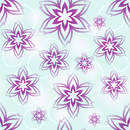 Seamless blue and purple flower buds wallpaper pattern.のイラスト素材