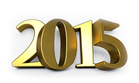 Golden 3D 2015 year figures leaned to the wall.