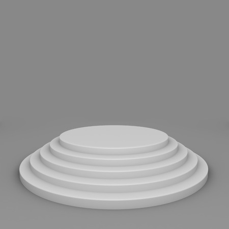 Empty white round steps podium 3D render.の写真素材