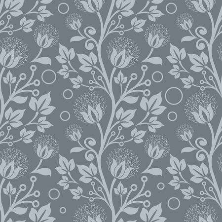 Seamless blue floral vector wallpaper pattern.のイラスト素材