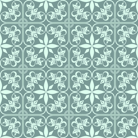 Abstract green seamless vintage flower vector pattern.のイラスト素材