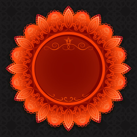 Vintage red floral frame vector design with copy space.のイラスト素材