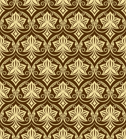 Seamless abstract flower yellow and brown geometric vector wallpaper.のイラスト素材