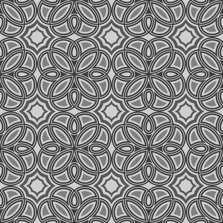 Seamless abstract flower monochrome geometric vector wallpaper.のイラスト素材