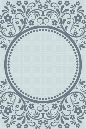 Abstract grey blue floral vintage card design with copy space.のイラスト素材