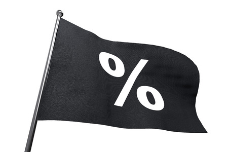 Big Black Friday waving flag with percent sign isolated on white background.の写真素材