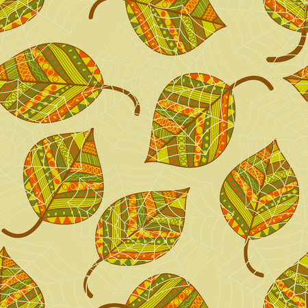 Colorful autumn leaves seamless pattern.のイラスト素材