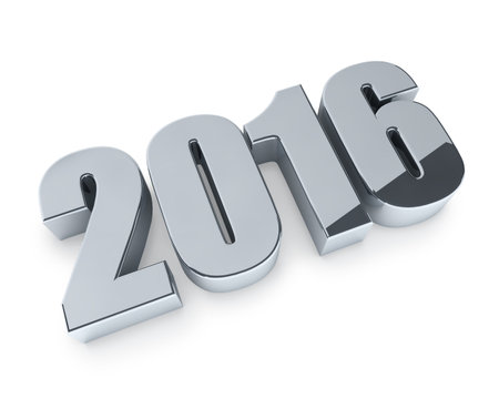 New 2016 year figures isolated on white background.
