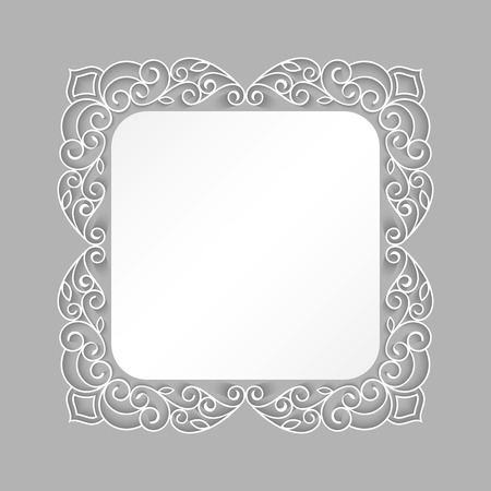 Simple vintage white square frame vector template with copy space.のイラスト素材