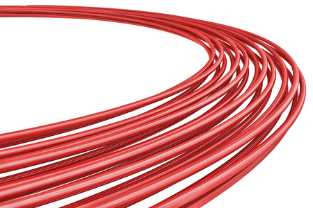 Abstract red 3D rings background with copy space.の写真素材