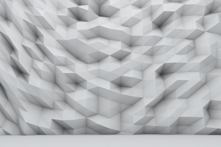 Abstract white polygonal wall 3D render.の写真素材