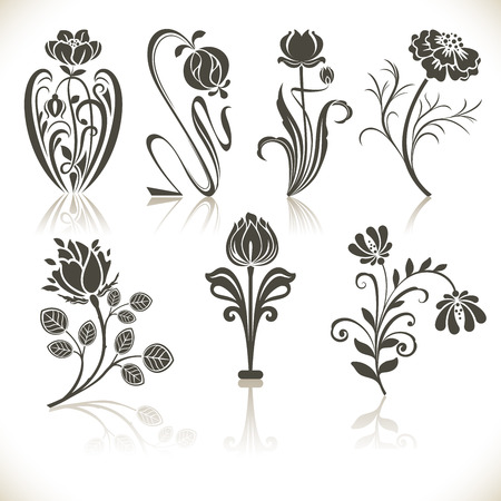 Flower shapes set isolated on white background.のイラスト素材